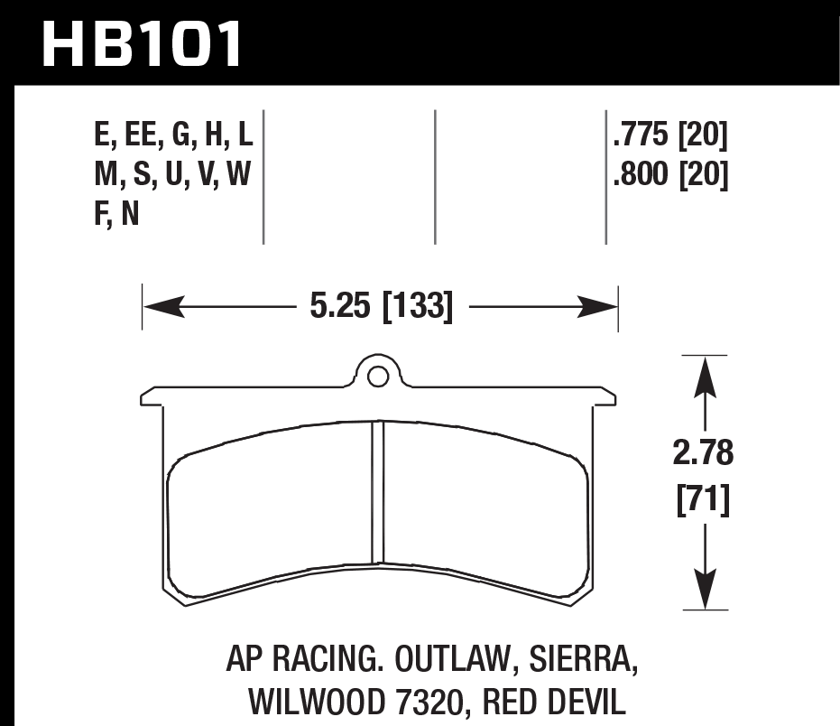 Hawk Brake Pads HB101G800 Superlite/XL DTC-60 Hawk Brake Pads HB101G800 Superlite/XL DTC-60