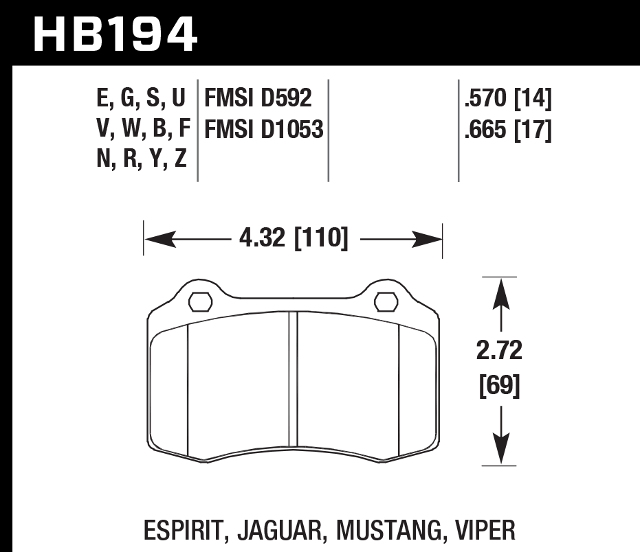 Hawk Performance HB194F.570 HPS Brake Pads Rear