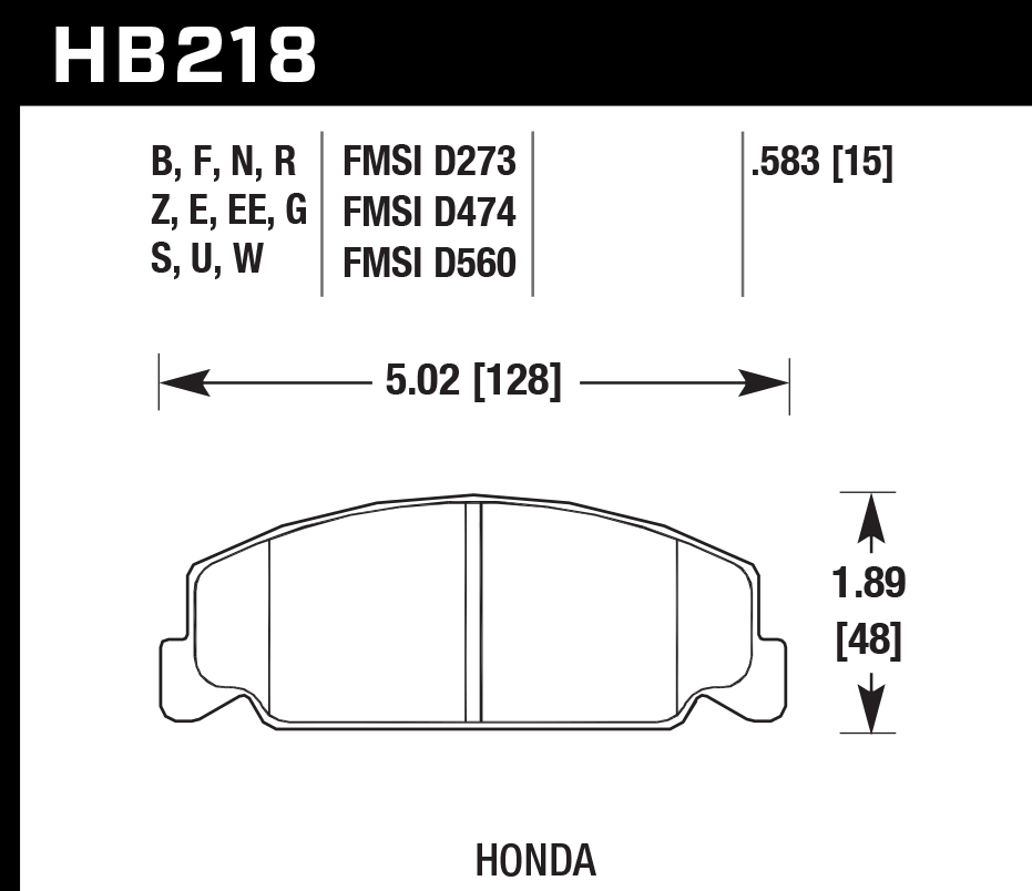 Hawk Performance HB218F.583 HPS Brake Pads Front