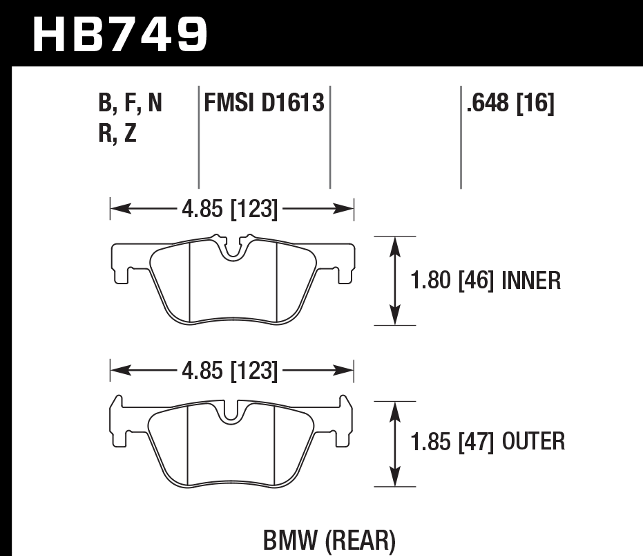 Hawk Performance HB749N.648 HP Plus Brake Pads Rear