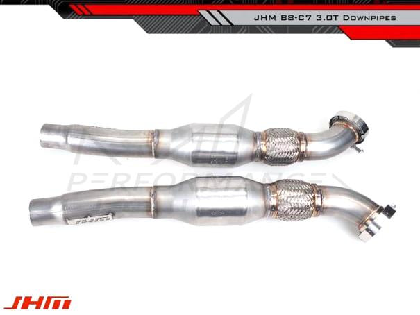 JHM Audi B8 B8.5 C7 3.0T High-Flow Cat Downpipes with Integrated Baffle System (Inc. S4, A6, Q5 & SQ5) - ML Performance UK