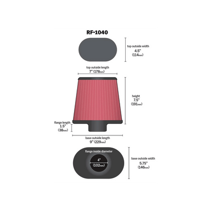 K&N RF-1040 Universal Clamp-On Air Filter - ML Performance