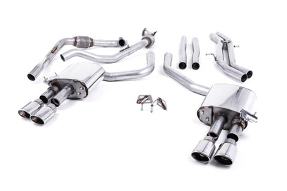 MillTek Audi B9 Non-Resonated Cat-Back Exhaust System (S4 & S5) - Sport Diff Models Only & Without Brace Bars
