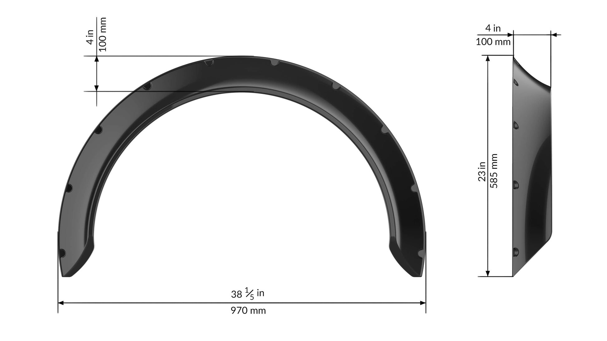 Clinched “New School XL” 10cm/3.9” Fender Flares