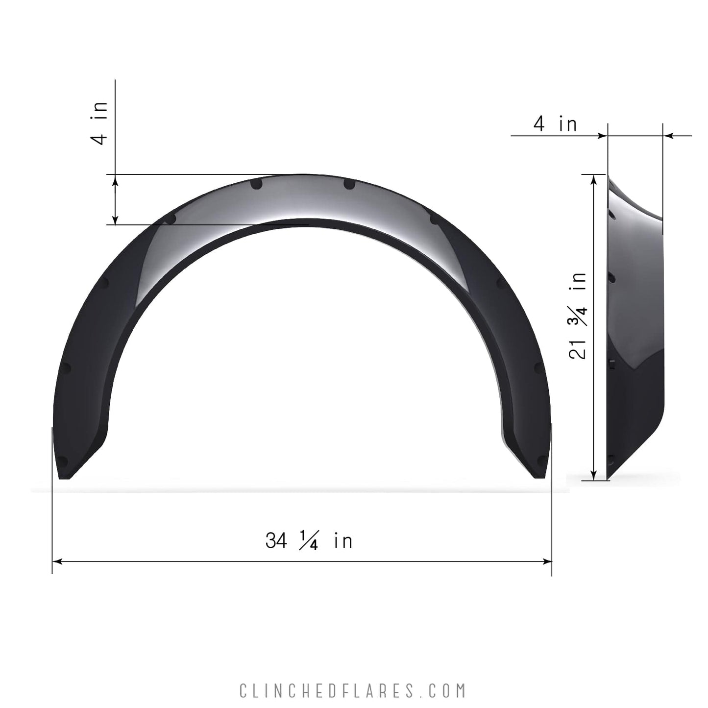 Clinched “New School” 10cm (3.9”) Fender Flares
