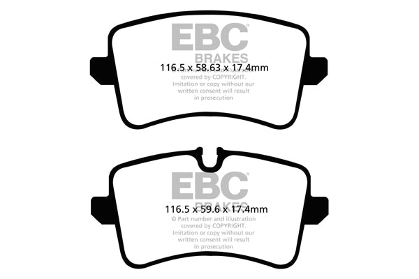 EBC Audi Porsche Yellowstuff 4000 Series Rear Sport Brake Pads & Slotted And Dimpled Sport Discs Kit - TRW Caliper (C7 A6, C7 A7 ,D4 A8 & 95B Macan) | ML Performance UK