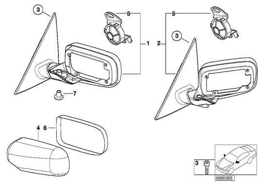 Genuine BMW 51167003424 E46 Outside Mirror Heated With Memory,Right (Inc. 328i, 323i & 316i) | ML Performance UK UK Car Parts