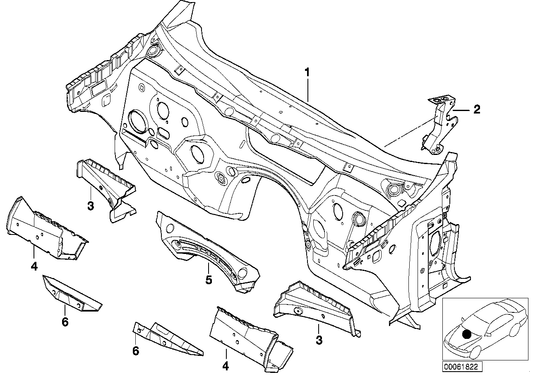Genuine BMW 41118239198 E46 E83 Right Splash Wall Reinforcement (Inc. 318ti, X3 2.5si & 330Ci) | ML Performance UK UK Car Parts