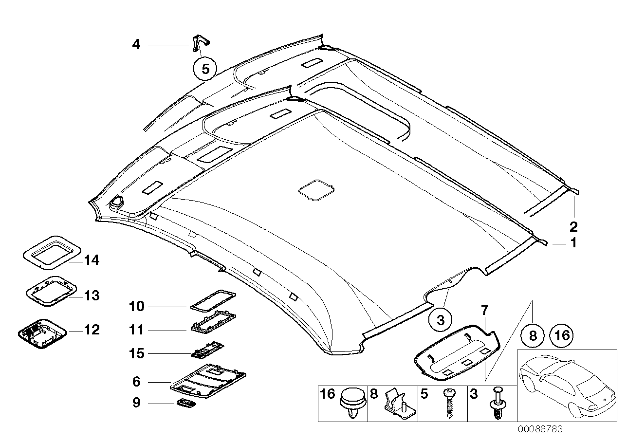 Genuine BMW 51448225568 E46 Headliner Its HELLGRAU (Inc. 323i, 316i 1.9 & 316i) | ML Performance UK UK Car Parts