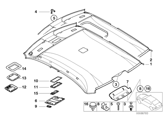 Genuine BMW 51448226603 E46 Headliner, Sunroof HELLBEIGE (Inc. 325xi, 330xi & 328i)