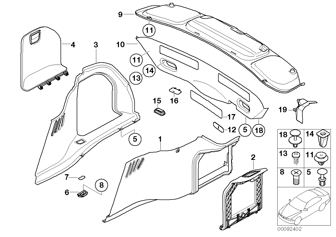 Genuine BMW 51477149199 E65 E66 Left Trunk Trim BASALTGRAU HELL (Inc. 750i, 760i & 740Li) | ML Performance UK UK Car Parts