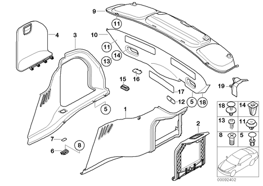 Genuine BMW 51477149199 E65 E66 Left Trunk Trim BASALTGRAU HELL (Inc. 750i, 760i & 740Li) | ML Performance UK UK Car Parts
