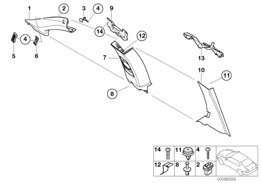 Genuine BMW 51437007807 E46 Left Column A Cover ANTHRAZIT (Inc. 318ti, 320td & 325ti) | ML Performance UK UK Car Parts