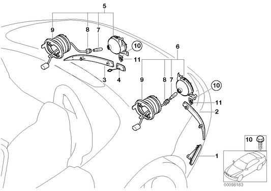 Genuine BMW 63148385940 E52 Side Marker Light, Rear, Right (Inc. Alpina V8 & Z8) | ML Performance UK UK Car Parts