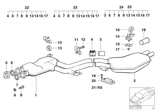 Genuine BMW 18101705761 E34 Rear Muffler (Inc. 525i & 525ix) | ML Performance UK UK Car Parts