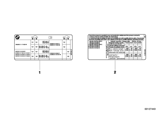 Genuine BMW 71246774586 E63 E64 Label "Tire Pressure" (Inc. 630i & M6) | ML Performance UK UK Car Parts