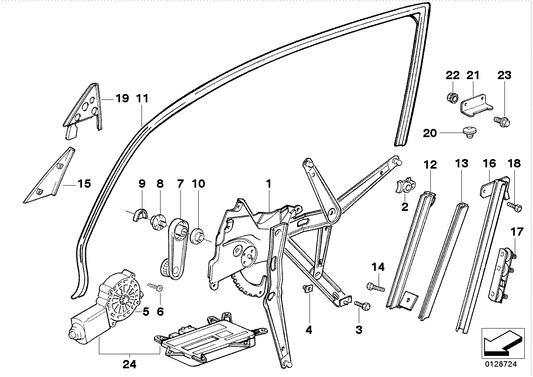 Genuine BMW 51331977579 E36 Electr.Window Lifter Front Left (Inc. 318i, 318is & 325i)
