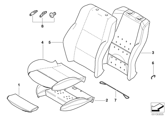 Genuine BMW 52107052353 E63 Foam Section, Backrest (Inc. 650i, 635d & 630i) | ML Performance UK UK Car Parts