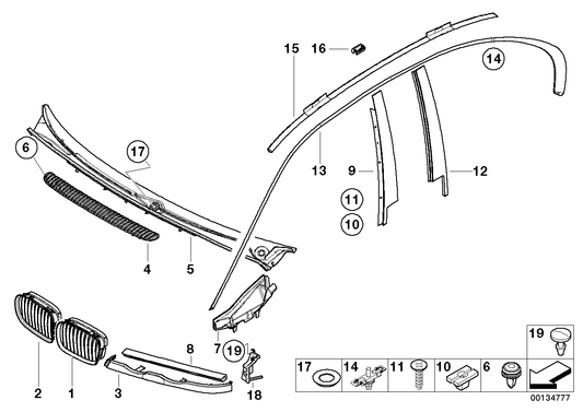 Genuine BMW 51137030546 E46 Grille Right SCHWARZ (Inc. 330d, 316i 1.6 & 325i)