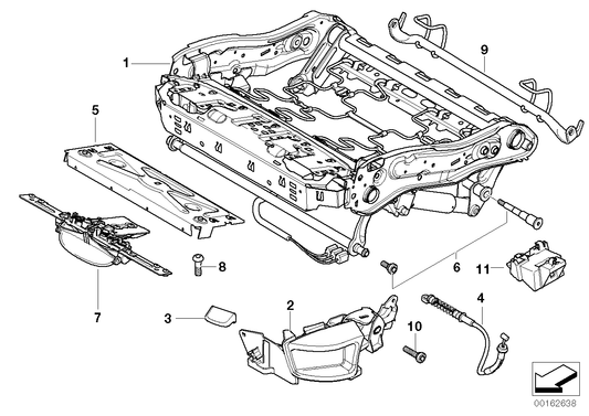 Genuine BMW 52109155008 E60 E61 Seat Frame, Manual Right (Inc. 530xd, 525xd & 550i) | ML Performance UK UK Car Parts