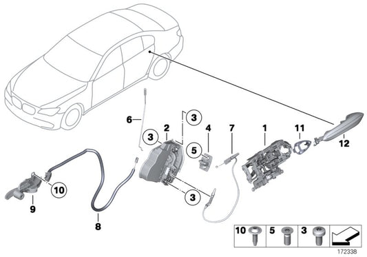 Genuine BMW 51227138403 Rear Door Handle Bowden Cable (Inc. 750LiX 4.4, 750LdX & 740LdX) | ML Performance UK UK Car Parts
