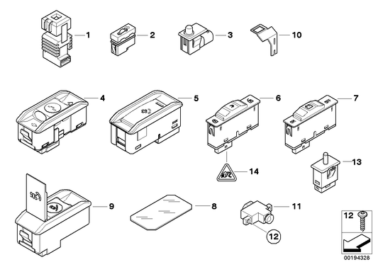Genuine BMW 61316941978 E66 E65 E67 Emergency Call Pushbutton (Inc. Alpina B7, 740d & 760Li) | ML Performance UK UK Car Parts