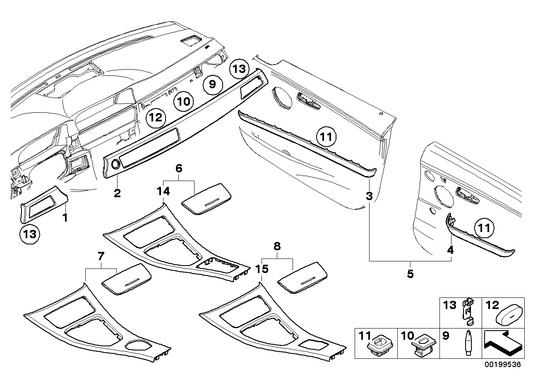 Genuine BMW 51429179967 E90 E91 Decorative Strip, Door Rear Left NUSSBAUM WURZEL (Inc. 335xi, 320d ed & 323i) | ML Performance UK UK Car Parts