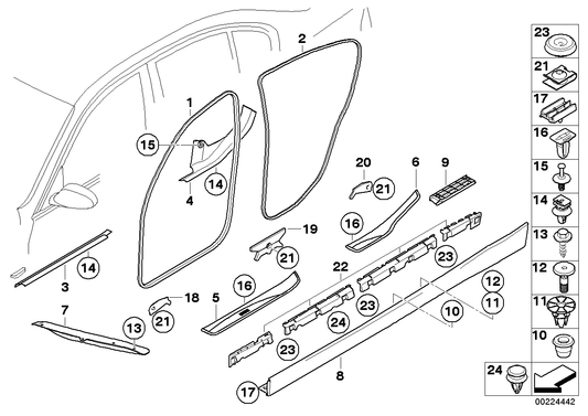 Genuine BMW 51477172297 E90 E91 Rear Left Entrance Cover (Inc. 330xi, 330xd & 320i) | ML Performance UK UK Car Parts