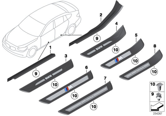 Genuine BMW 51479167364 Cover Molding, Sill, Inner Front Right SCHWARZ (Inc. 530dX, 550iX & 535dX) | ML Performance UK UK Car Parts
