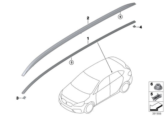 Genuine BMW 51137400089 Roof Molding Prime-Coated Left (Inc. 225i, 225iX & 216d) | ML Performance UK UK Car Parts