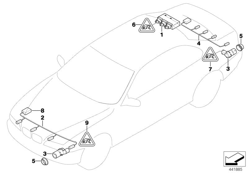 Genuine BMW 66209142222 E71 E83 E64 Ultrasonic Sensor, Mineral Silver WA14 (Inc. X5) | ML Performance UK UK Car Parts