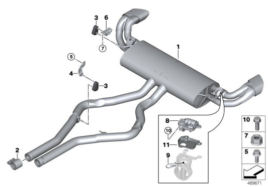 Genuine BMW 18308623118 F16 Rear Muffler With Exhaust Flap (Inc. X6 50iX 4.0, X6 50iX & X6 50iX 4.4)