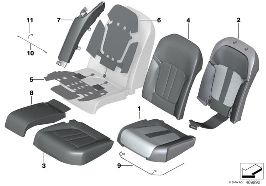 Genuine BMW 52207448503 Cover For Comfort Seat, Leather Left MOKKA (Inc. 750LiX, Alpina B7 & 750iX) | ML Performance UK UK Car Parts