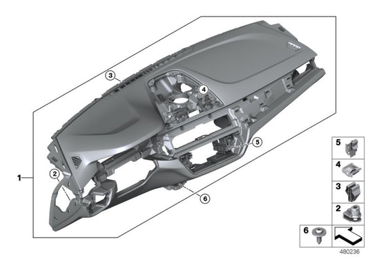 Genuine BMW 51458074936 G30 G31 Dashboard Leather Head-Up Display SCHWARZ/MOKKA (Inc. 520d, 525d & 520i 1.6) | ML Performance UK UK Car Parts