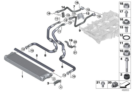 Genuine BMW 17228092200 F90 Engine Oil Cooler Pipe, Flow (Inc. M5) | ML Performance UK UK Car Parts