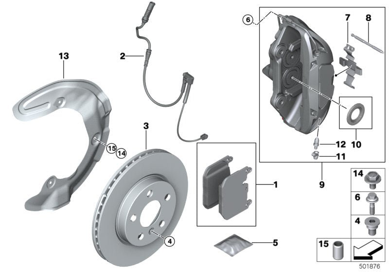 Genuine BMW 34106888630 F39 F48 F44 Caliper Housing Right (Inc. X1 28iX, X2 20iX & X2 25dX)
