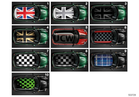 Genuine BMW 51142355033 Roof Decor 'Chequered Flag' In Black (Inc. One First, One D & Cooper S) | ML Performance UK UK Car Parts