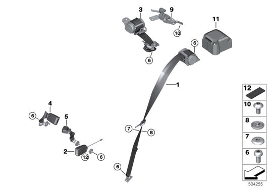 Genuine BMW 72117313377 Upper Belt Rear Left SCHWARZ (Inc. X1 18i, 214d & 218i) | ML Performance UK UK Car Parts