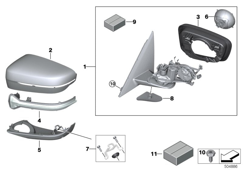 Genuine BMW 51168495630 G32 Heated Outside Mirror, Memory Bus, Right SHADOW-LINE (Inc. 630iX, 640iX & 630i) | ML Performance UK UK Car Parts