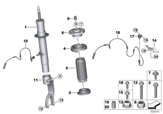 Genuine BMW 37106869022 G05 Spring Strut Front Right Vdc (Inc. X5) | ML Performance UK UK Car Parts