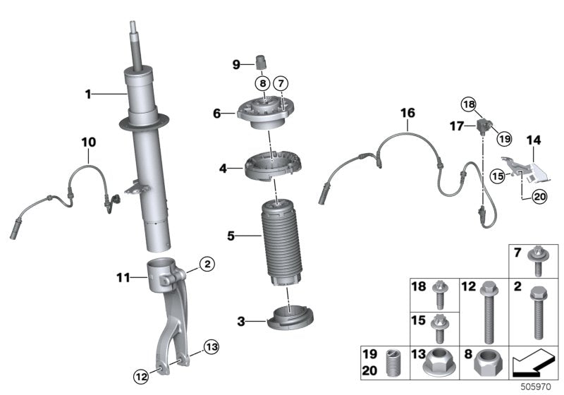 Genuine BMW 37106869020 Spring Strut Front Right Vdc (Inc. X5)