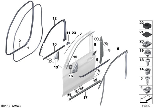 Genuine BMW 51337393417 G02 G01 Window Cavity Seal Front Door Left (Inc. X3 & X4 M40dX) | ML Performance UK UK Car Parts