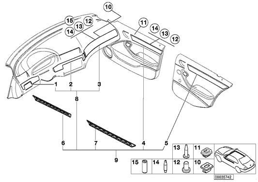 Genuine BMW 51427830191 E46 Aluminum Decor Strip, Rear Left Door BLACK CUBE (Inc. 325i, 320i & 323i) | ML Performance UK Car Parts
