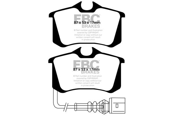 EBC Audi Skoda Volkswagen Yellowstuff 4000 Series Rear Sport Brake Pads & USR Slotted Discs Kit - GirlingTRW  (8P A3, 1Z Octavia, MK6 Golf & MK6 Jetta) | ML Performance UK