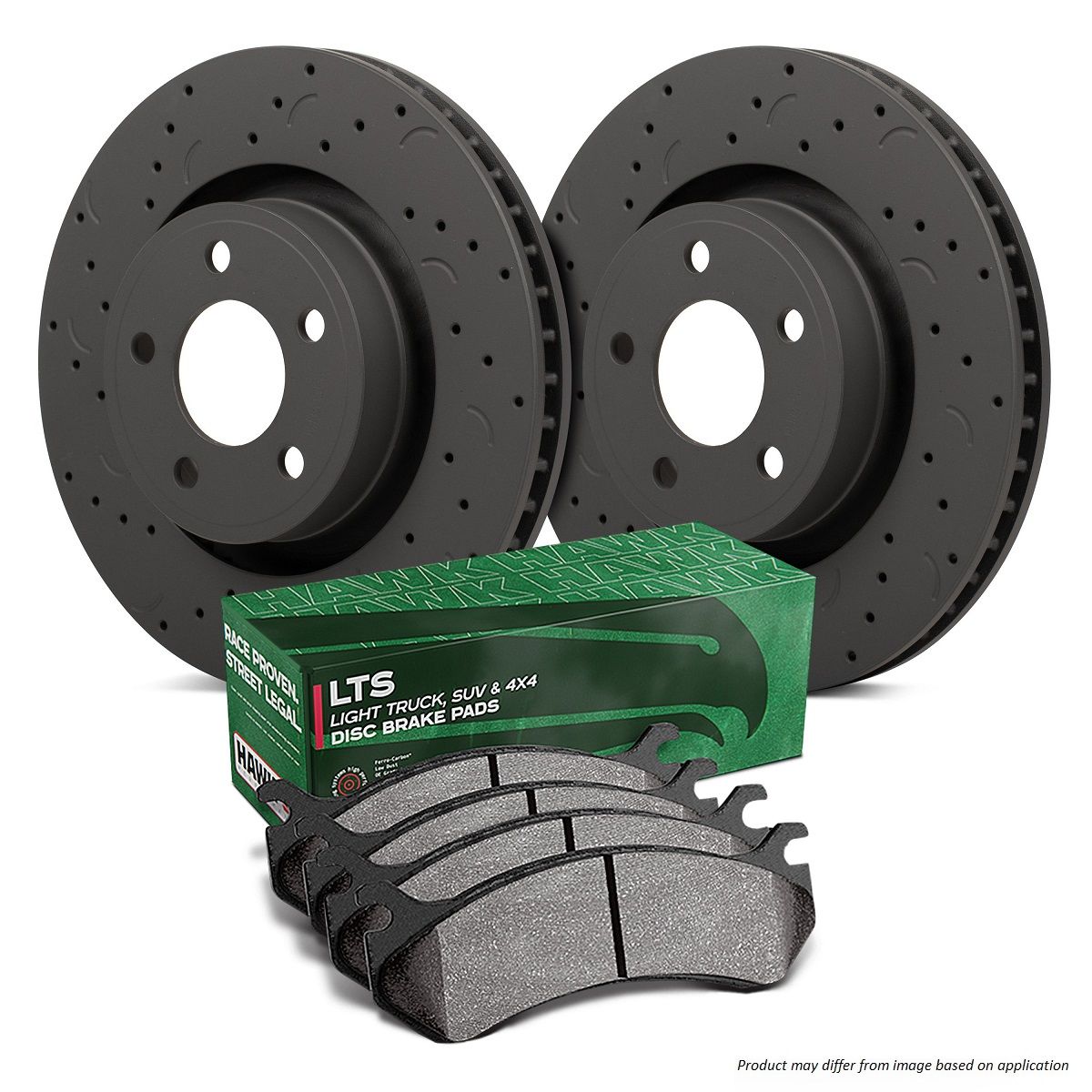 Hawk Performance HKC4360.456Y Brake Kit - LTS Pads & Talon Slotted & Drilled Discs Rear